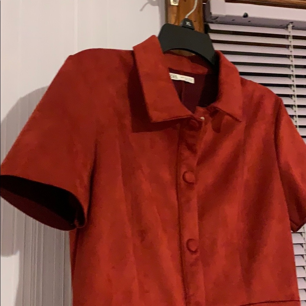 Red Zara Button Down Dress